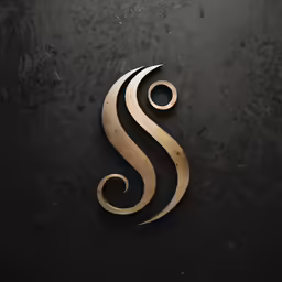 a gold letter s on a black background