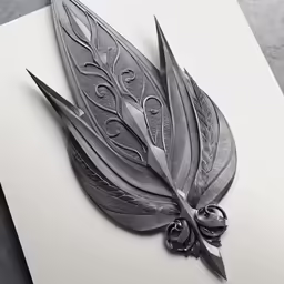 a close up of a metal decoration on paper