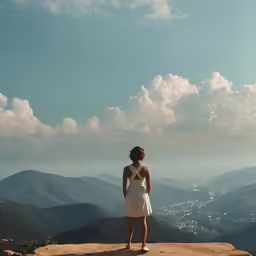 a person that is standing on a rock