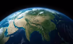 this is an earth showing asia and the indian side