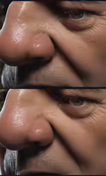 the different stages of nose surgery for an older person