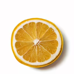 the orange slice is sliced in half