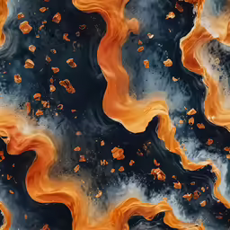 an abstract painting of orange and black colors