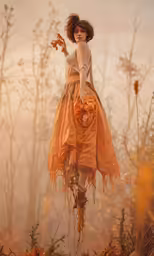 an artistic photo of a woman walking through a field