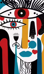 an illustration of a woman with an eyeball in her mouth