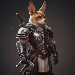 an animal dressed in armor poses for a photo