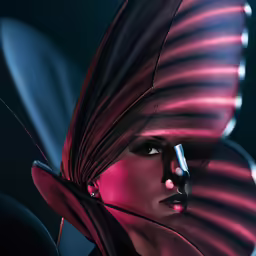 a woman is wearing pink and black feathers