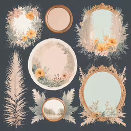a group of plates that have flowers on them,an image of decorative plates that are grouped together