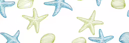 seamlessly pattern with starfish on white background