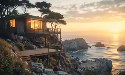 the home is perched on top of the cliff