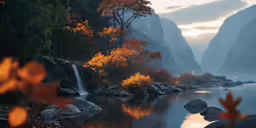 a body of water surrounded by mountains and trees