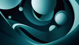 3d art that is blue and green with white balls