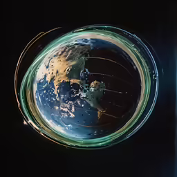 a model of earth with many different lines