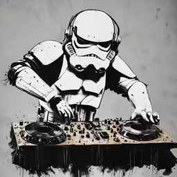 a dj mixing on a table with headphones on