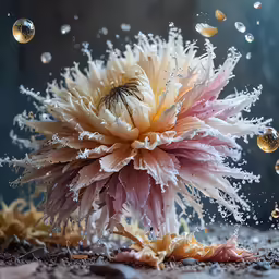 a waterdrop is on top of an aster