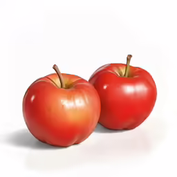 a pair of red tomatoes sitting side by side