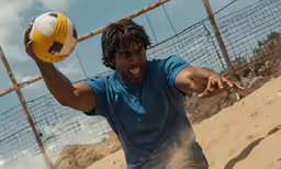 the man is about to hit the ball with his arms