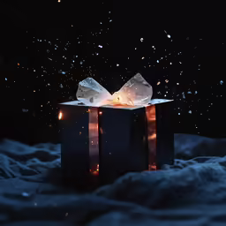 a small gift box that is on the bed