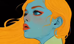 illustration of a blonde haired girl staring at something