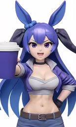 a woman holding a cup and a cup of coffee