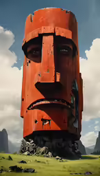 a strange looking object with a face on top of it
