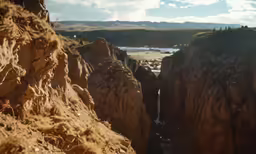a view of the ocean from above the mountains