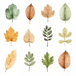 a collection of different colored leaves
