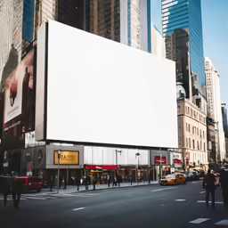 an advertising billboard is on the side of the street