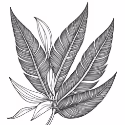 a black and white leaf drawing on a white background