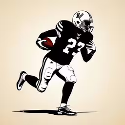 a football player runs for the football,this is a picture of a football player running with the ball,a drawing of a football player holding a ball,a graphic drawing of a football player is shown,a football player is running with the ball