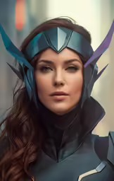 a woman with horns on top of her head