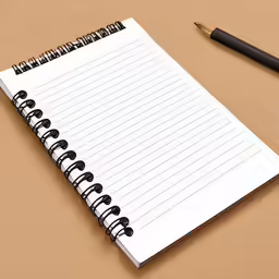 a notebook with black and white spiral lines
