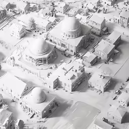 aerial view of the great mosque on the outskirts of town