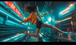 a person in an artistic image jumping up into the air