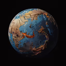 this globe was photographed while the image is dark