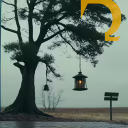 a hanging lantern that is attached to a tree