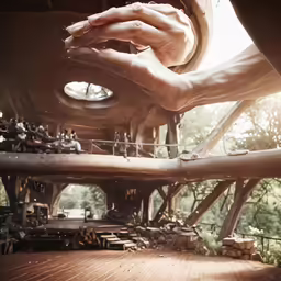 a close up of a person reaching for something with their hands