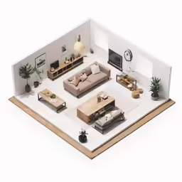 a living room with furniture and a coffee table