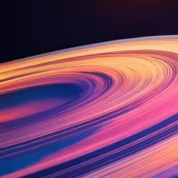 some colorful lines floating around a large object