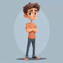 cartoon boy standing with his arms crossed