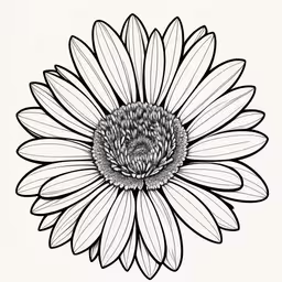 an abstract drawing of a large daisy,a drawing of a sunflower on paper