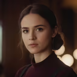 a close up view of a young woman