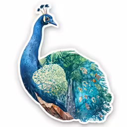 a painting of a peacock on a white background