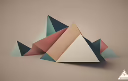 a close up of a paper pyramid on a beige background