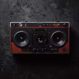two speakers are placed next to each other