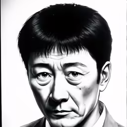 a man wearing a suit and tie with a serious expression