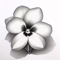 a flower is in the middle of an ink drawing,a picture of a white flower on top of a table