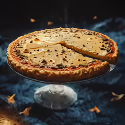 a deep dish pie with a piece missing from it