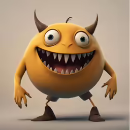 a large yellow monster with large teeth and huge teeth