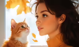 the girl is holding her cat close to her face